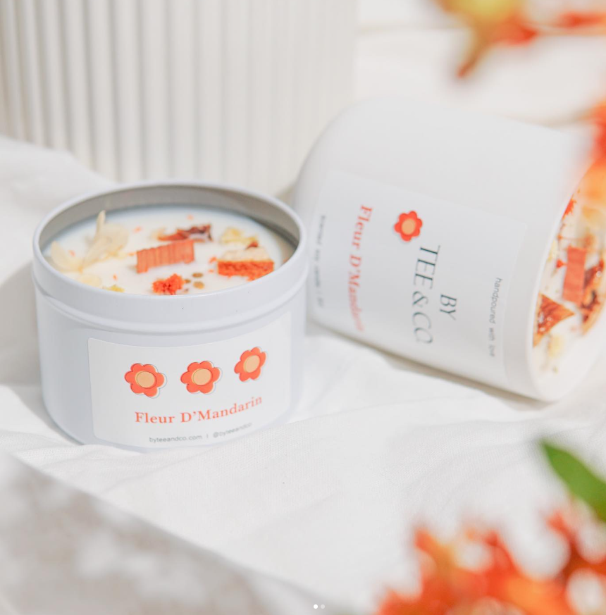Fleur D' Mandarin Tin Candle