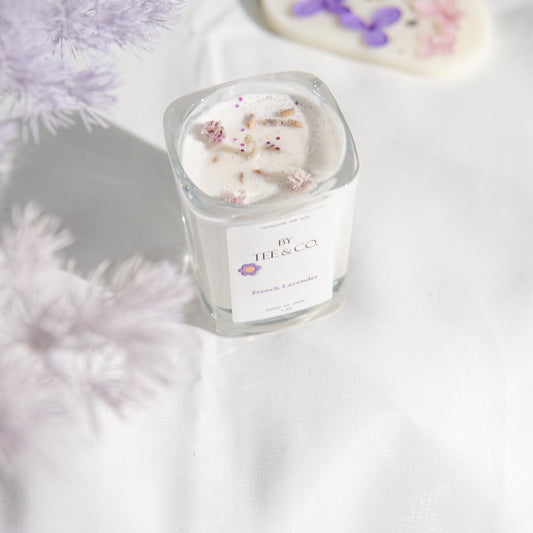 French Lavender Glass Shot Candle
